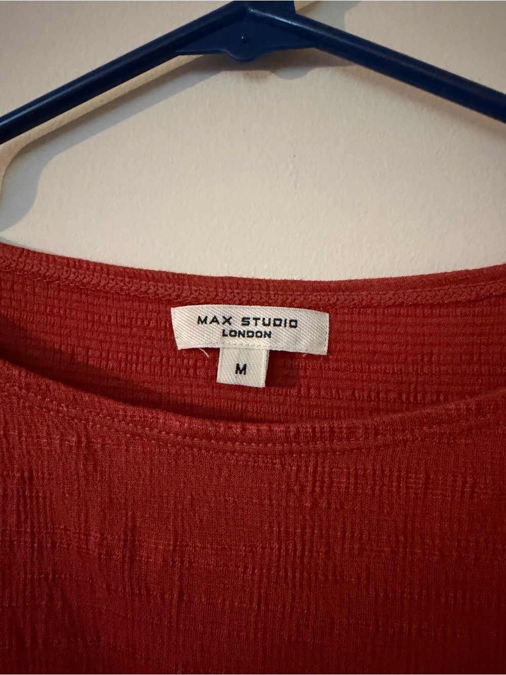 Max Studio Women's Rust-Red Textured Crew Neck Top